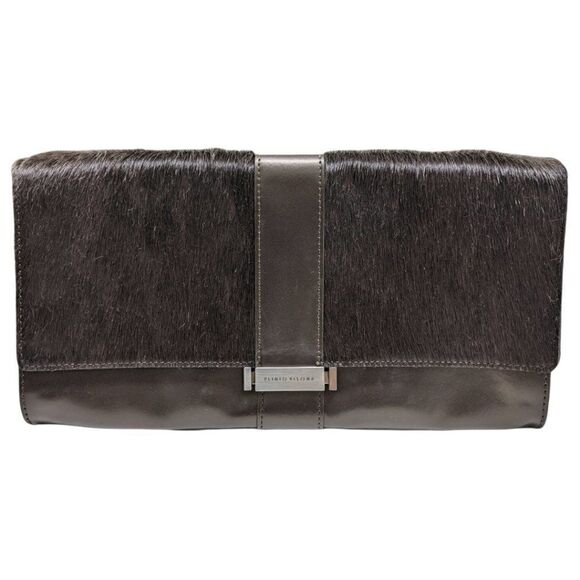 Plinio Visona’s Women's Italian Spazzolatto and Hair Calf Sleek Brown Clutch Bag - Picture 1 of 7
